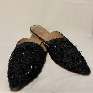 Jeffrey Campbell Black Beaded Mules/ Slip Ons